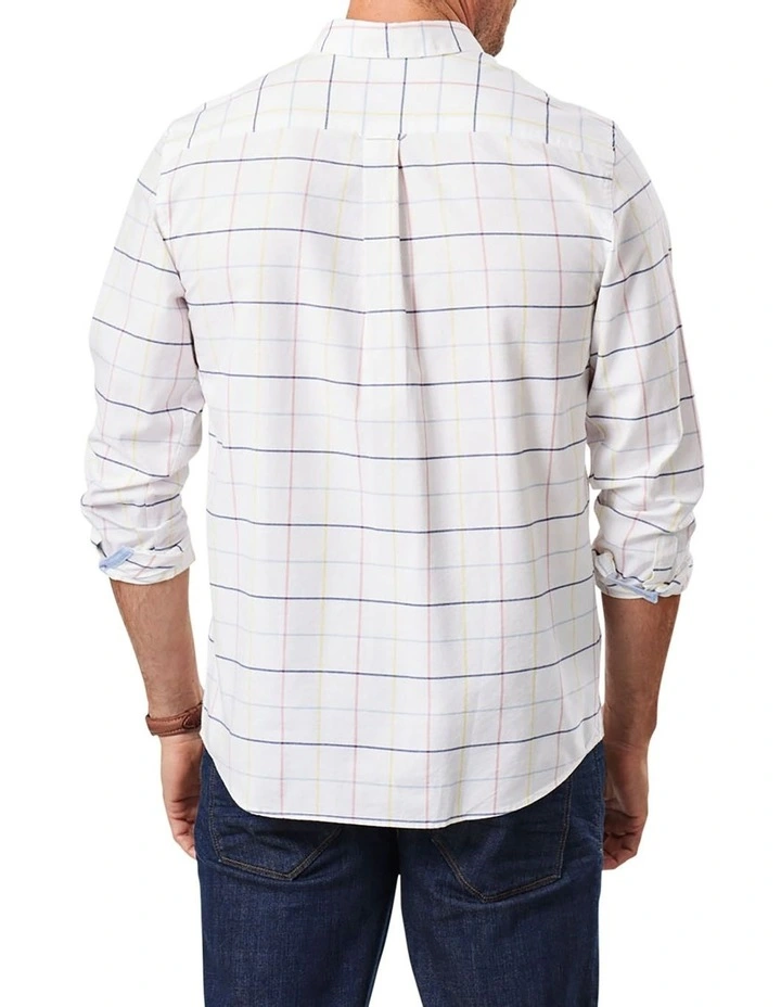 Casual Oxford Check Long Sleeve Shirt in White