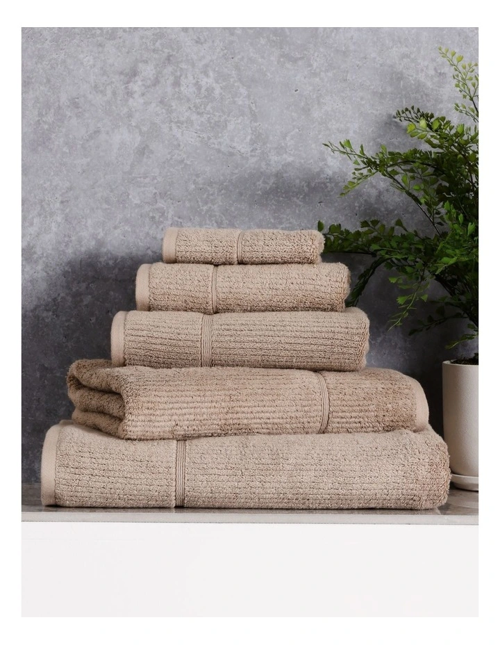 Combed Cotton Ribbed Towel Range in Straw