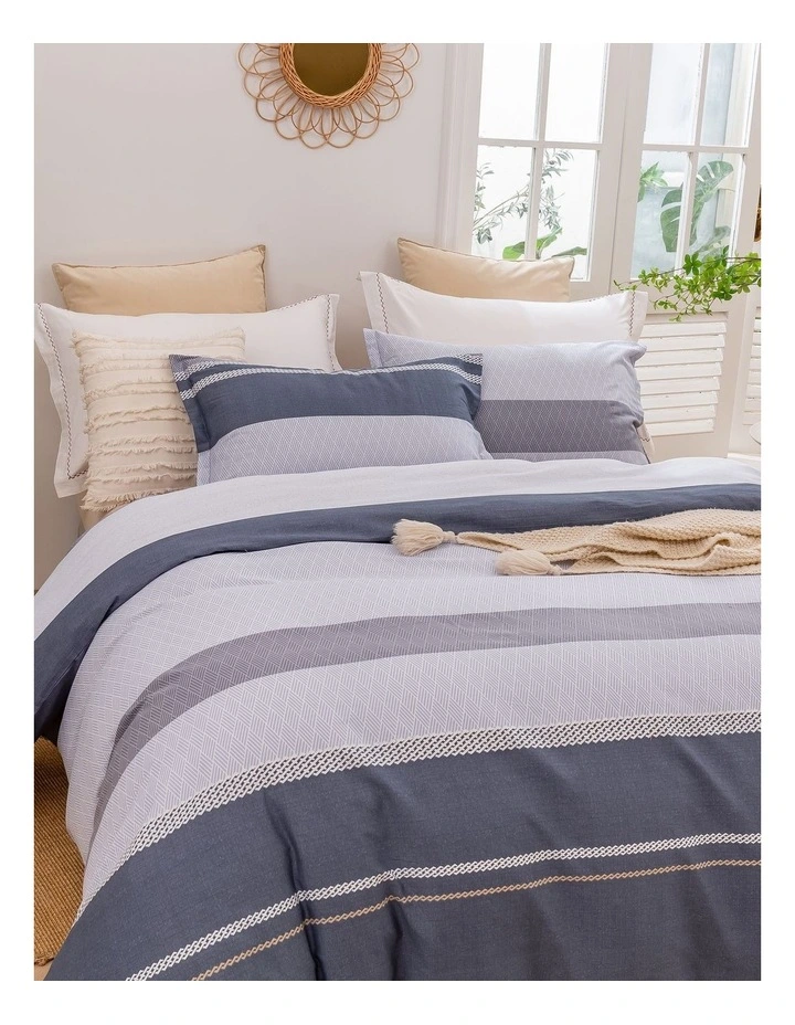 Portofino Stripe Cotton Quilt Cover Set in Blue