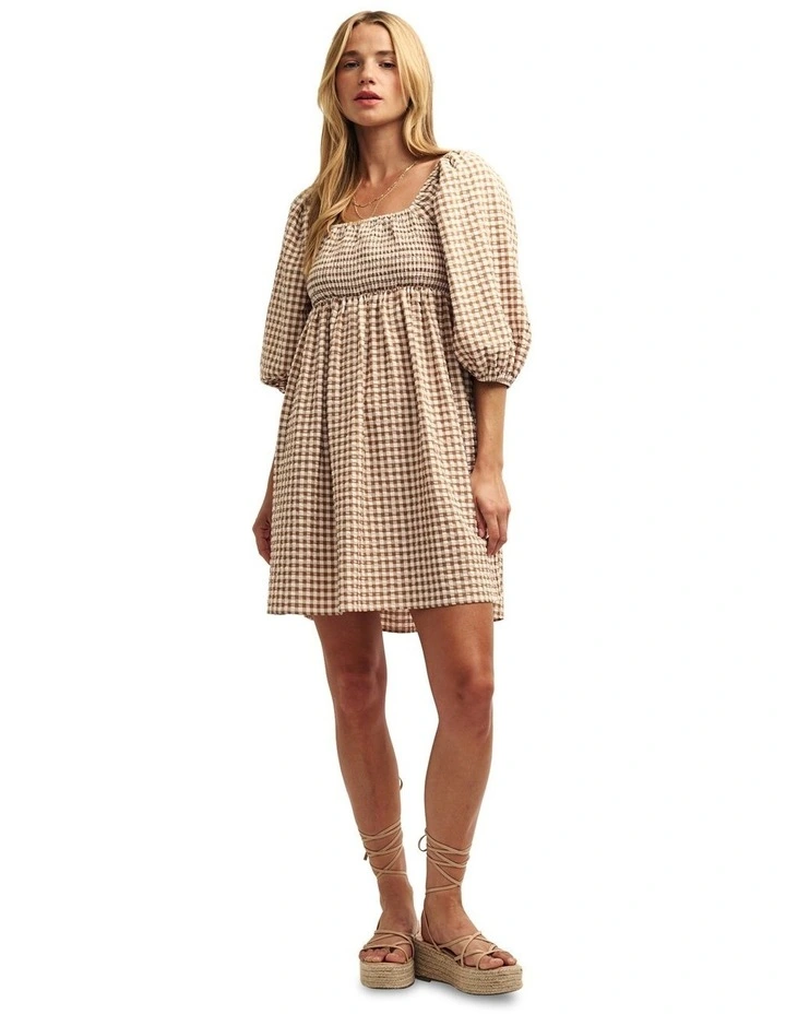 Kylie Mini Dress in Camel Check