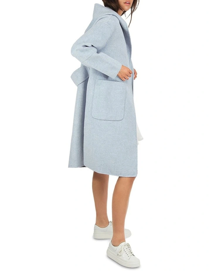 Walk This Way Wool Blend Oversized Coat in Light Blue