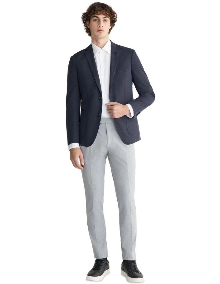 X Slim Jacket in Slub Plain Blue