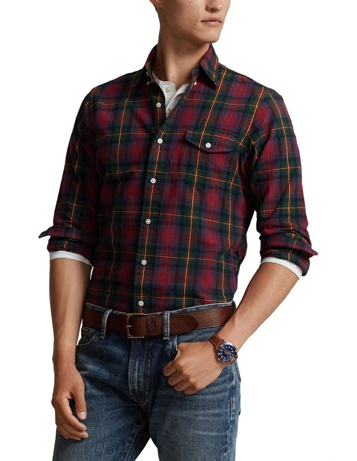Classic Fit Plaid Oxford Shirt in Multi