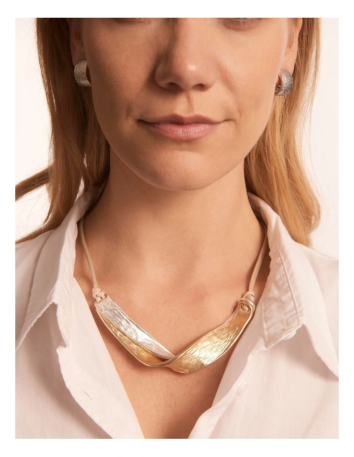 Valley Fold Cord Necklace in Two Tone