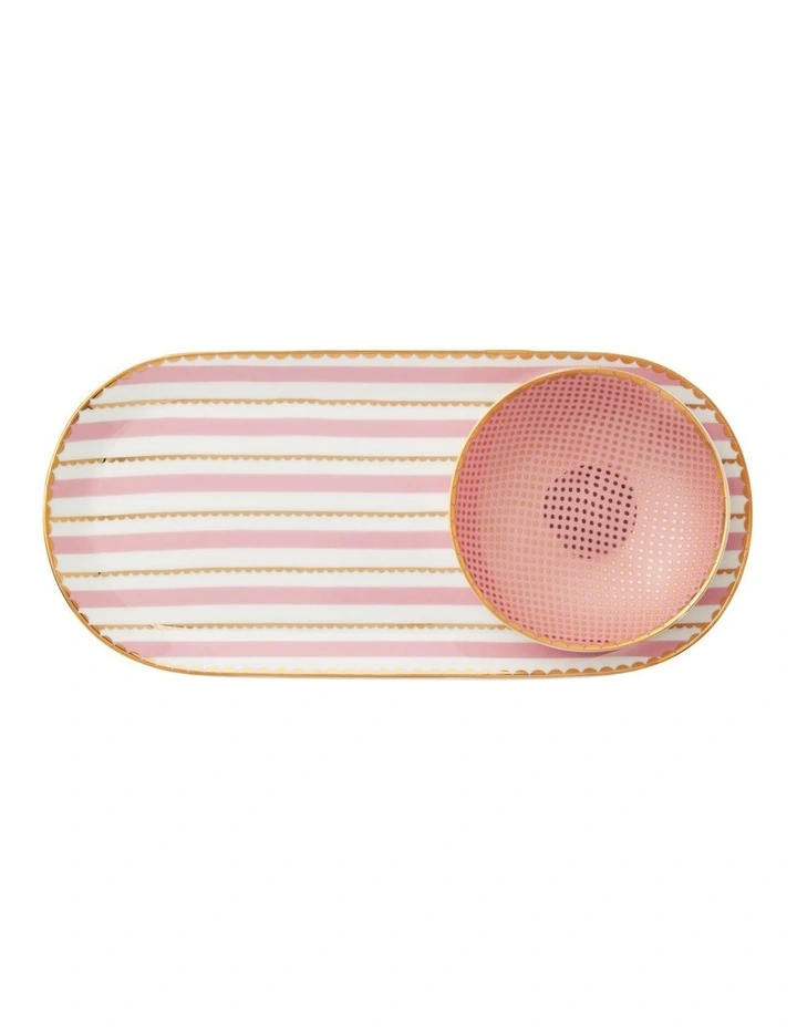 Gift Boxed Teas & C's Regency Platter & Dish Set in Pink