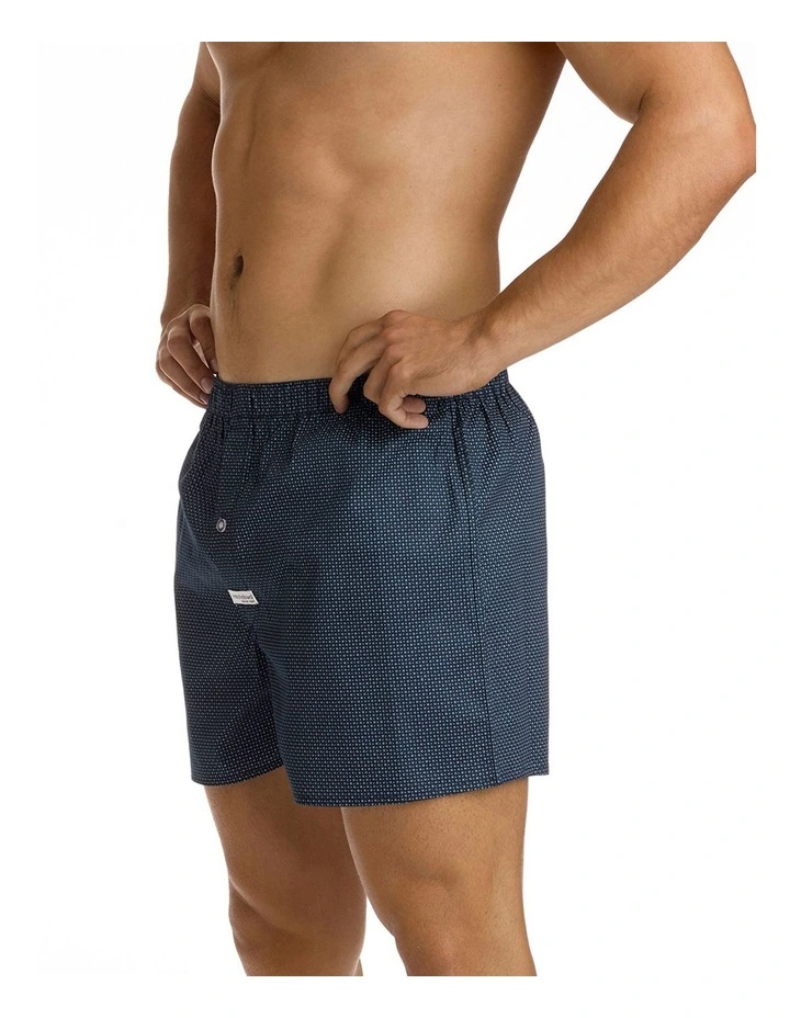 Men's Coby Printed Soft Wash Boxer in Navy