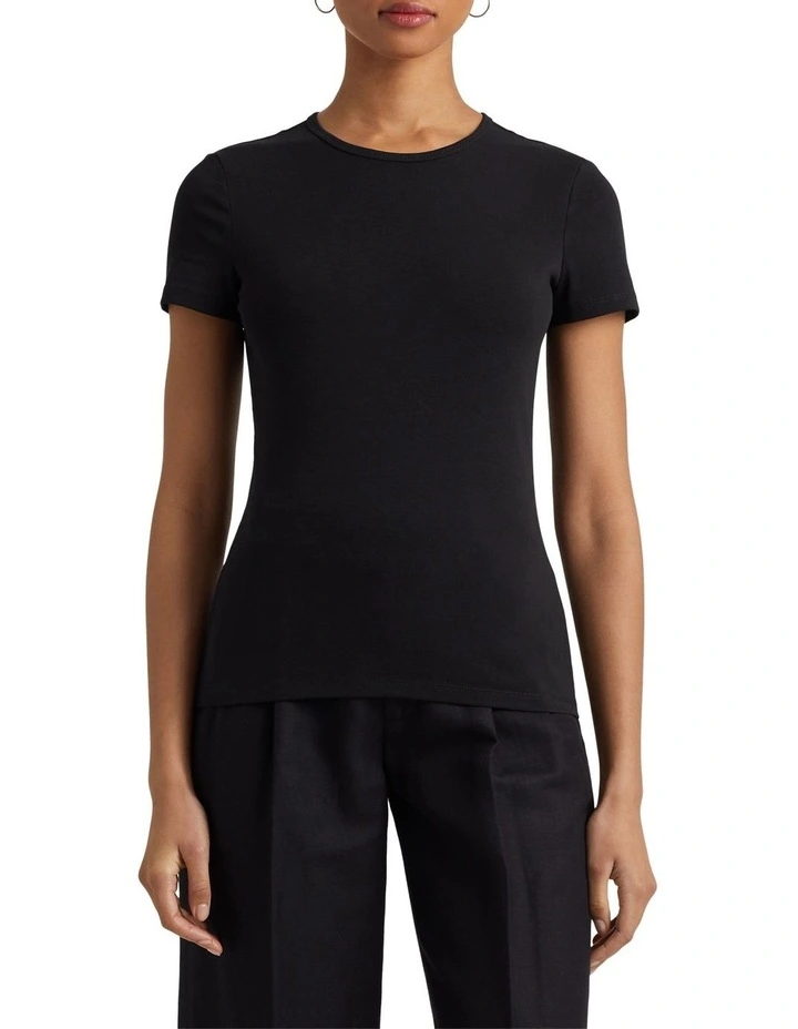 Cotton-Blend T-Shirt in Black