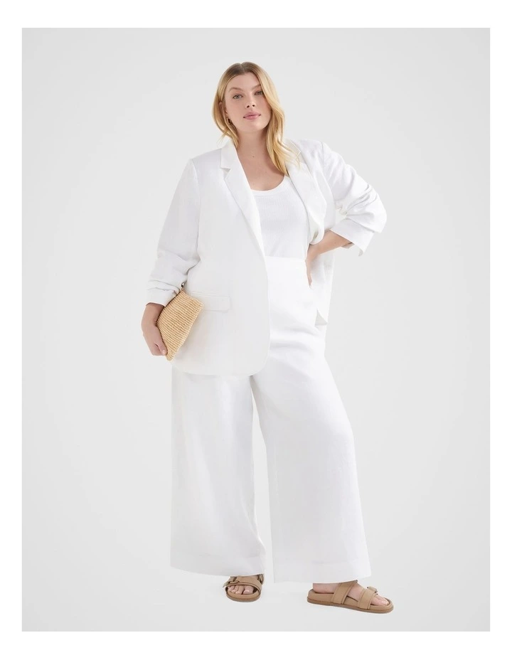The Flat Front Linen Pant in White