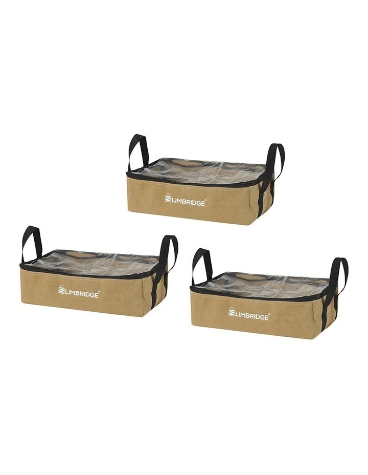 Organiser Camping Canvas Storage Bags 3 Pieces in Khaki