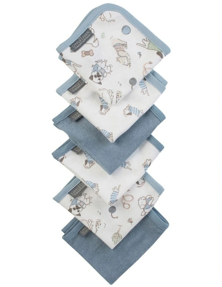 Towelling Washer 6 Pack in Dusty Blue