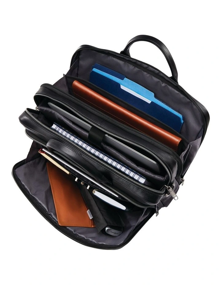 Classic Leather Toploader Briefcase in Black