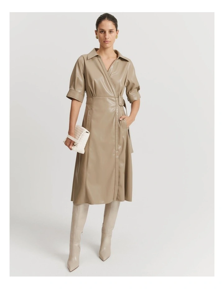 Wrap Shirt Dress in Fawn