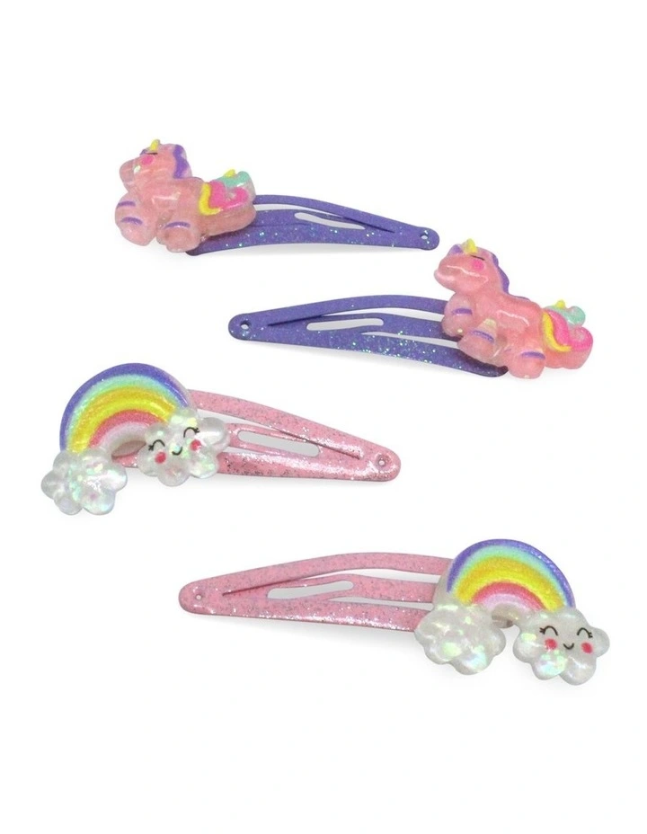 Unicorn Rainbow Clips 4 Pack in Multi
