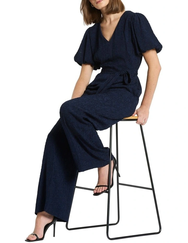 Addi Jacquard Jumpsuit in Navy