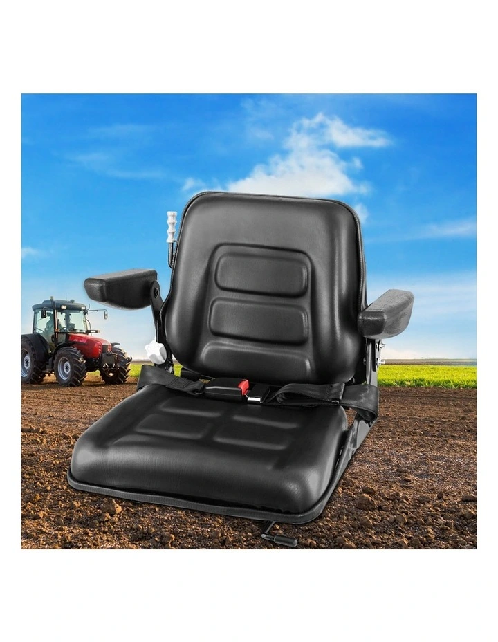 Tractor Seat with Armrest in Black