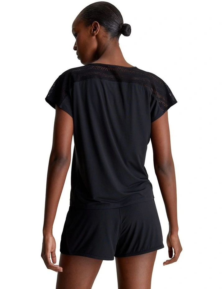 Minimalist Micro With Lace Lounge Sleep Top in Black