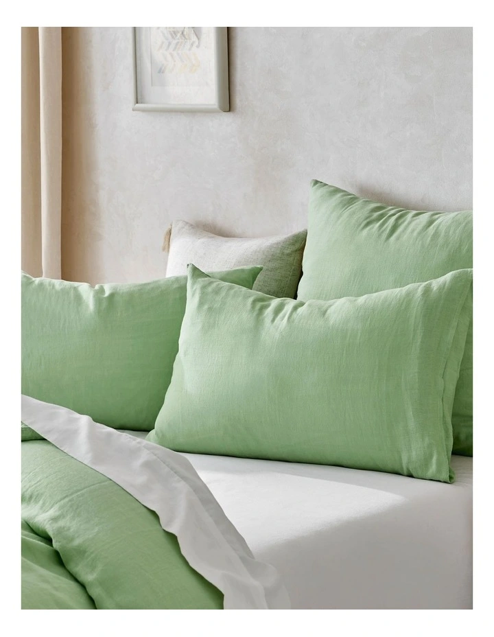 Linen European Flax Linen Quilt Cover Set in Sage