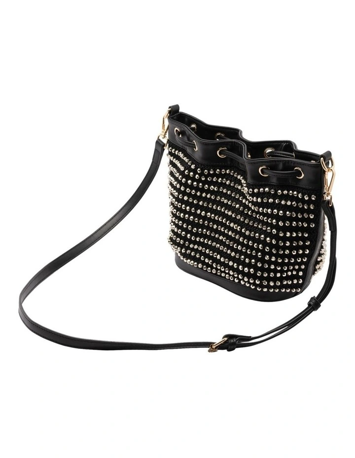 Kylie Bucket Beaded Bag in Black