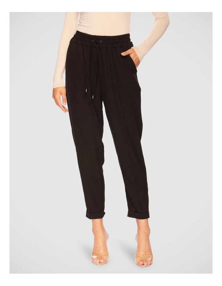 Marcelle Elastic Waist Pant in Black
