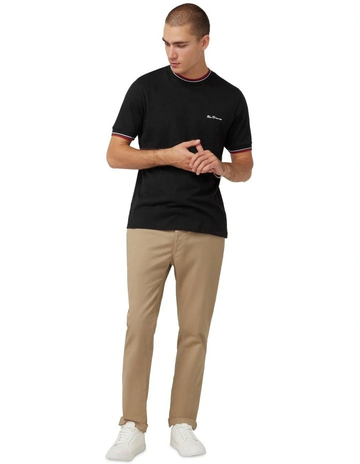 Signature Tipped Tee in Black