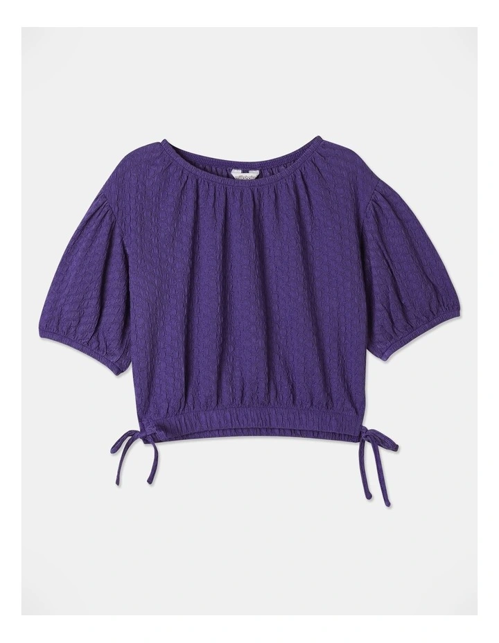 Bubble Wrap Puff Sleeve Tee In Purple