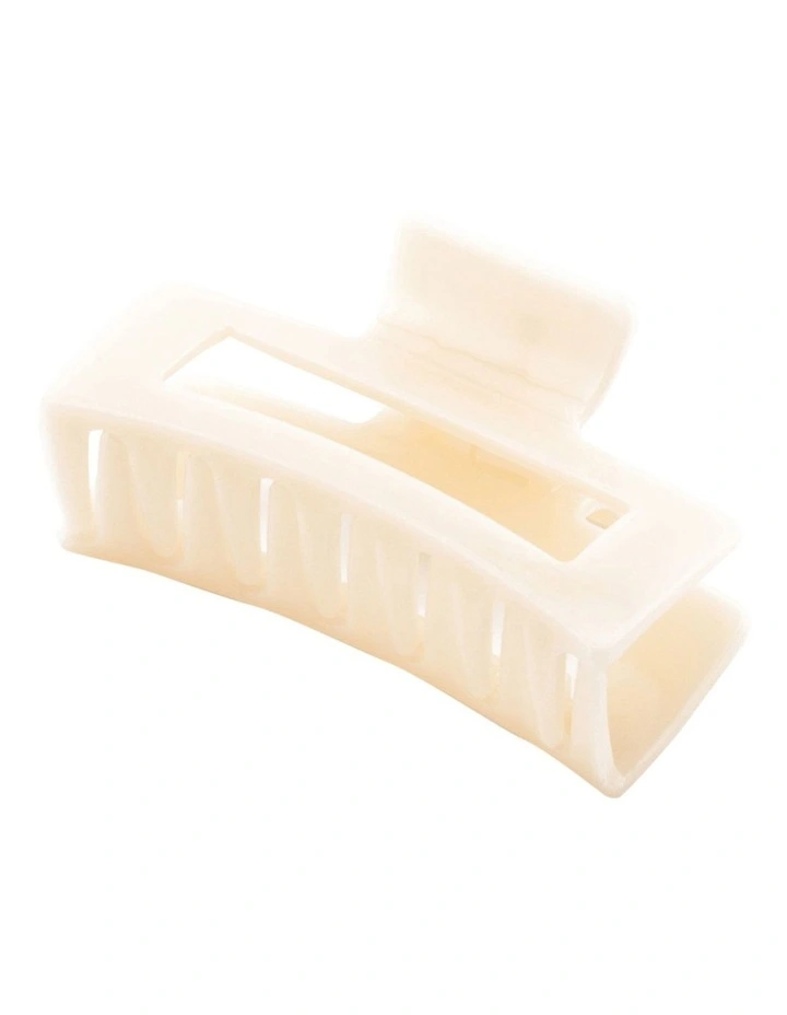 Rectangular Hair Clip in Glossy Cream