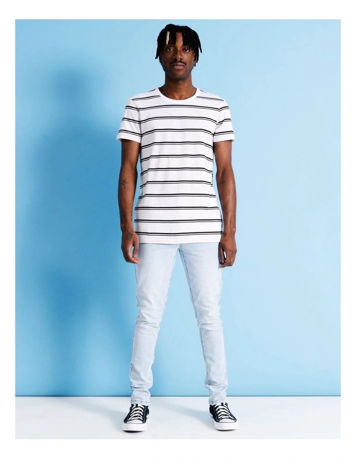 Sebastian Stripe Short Sleeve Tee in White