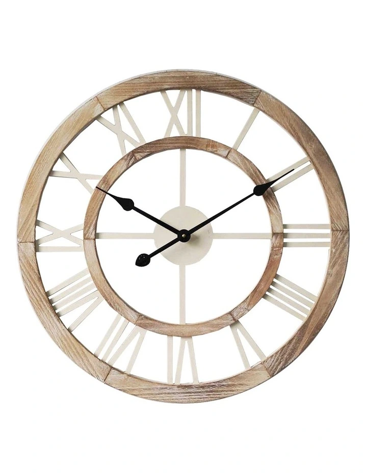 XL Hamptons Double-Frame Floating Wall Clock in Natural