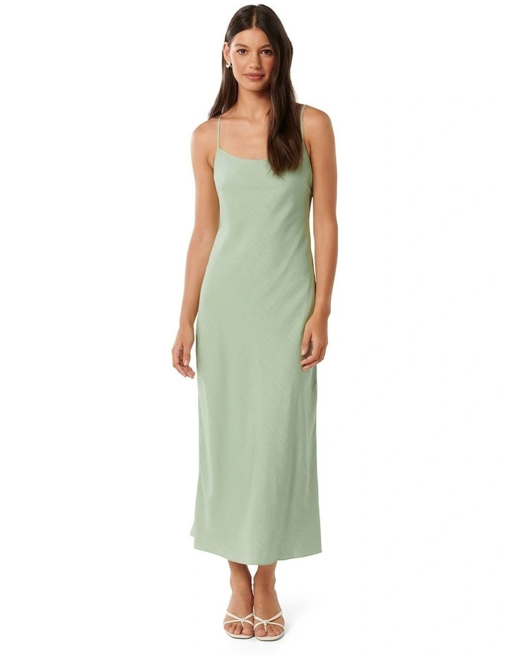 Valentina Strappy Slip Midi Dress in Green