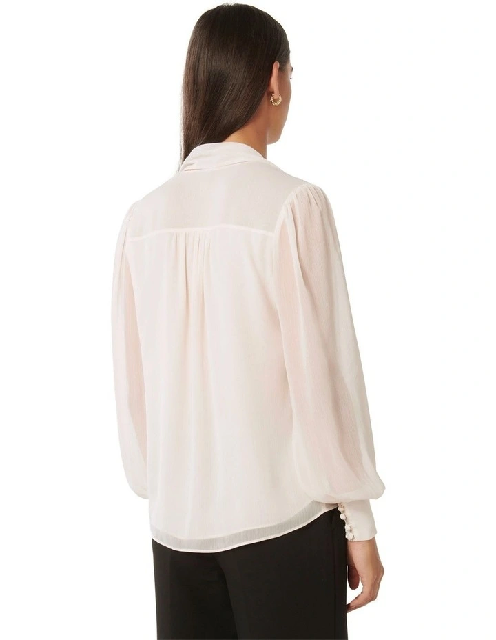 Teresa Neck Tie Blouse in White