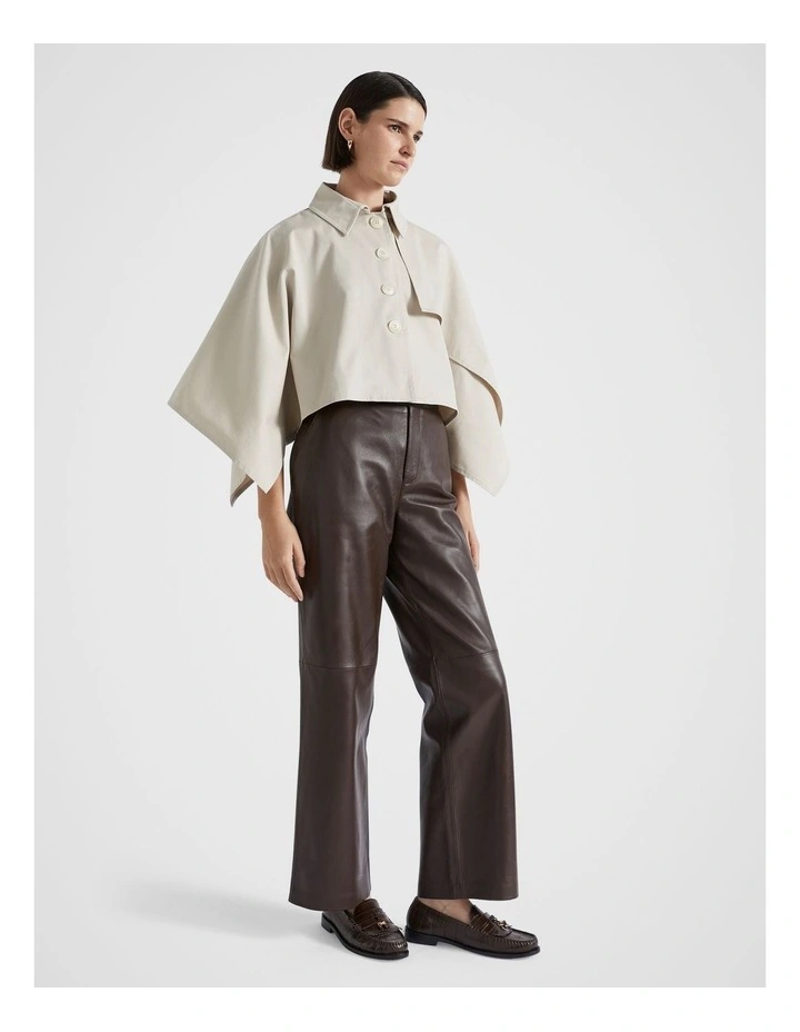 Cropped Trench Cape in Oat