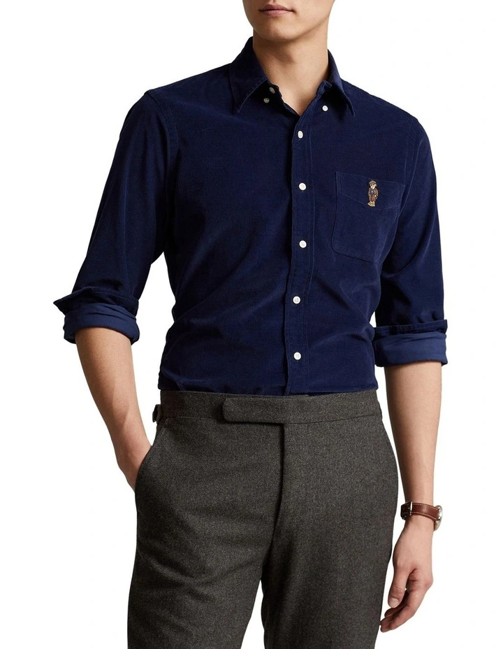 Classic Fit Polo Bear Corduroy Shirt in Blue