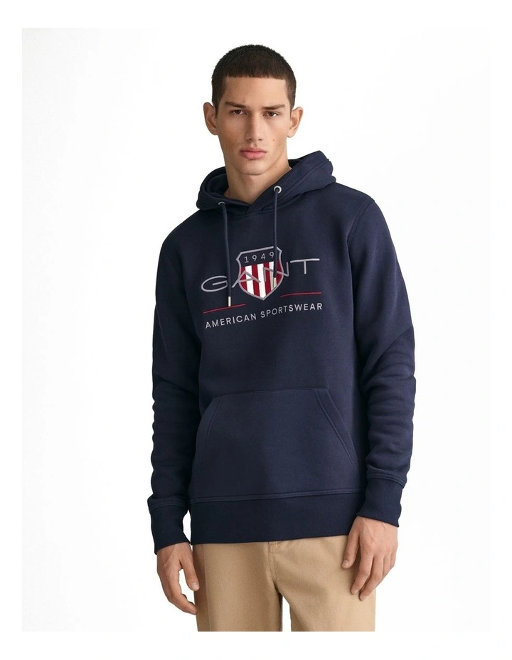Archive Shield Hoodie in Evening Blue