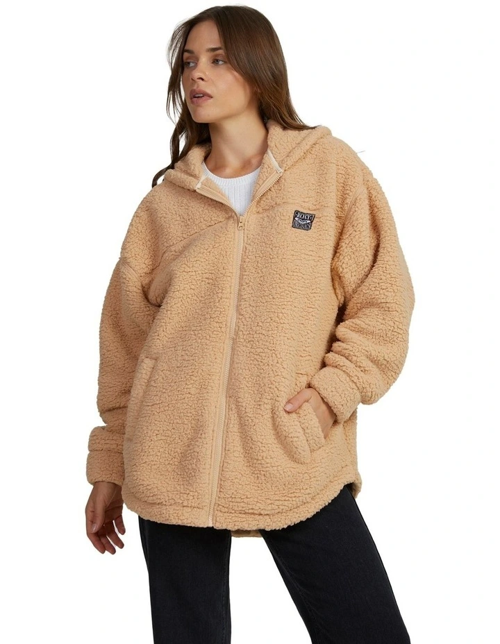 Weekend Plans Full-Zip Hooded Fleece in Hazelnut