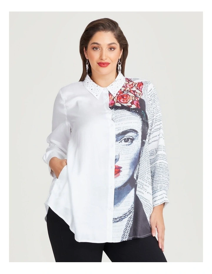 Natural Kahlo Shirt in White/Print
