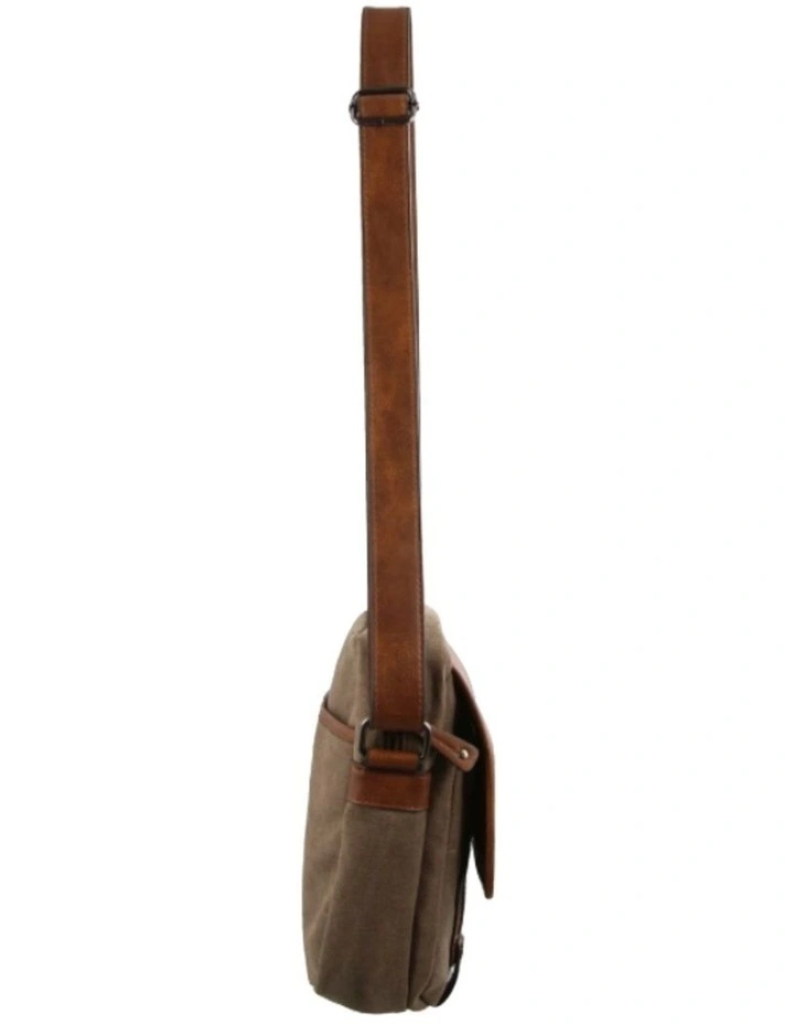 Canvas Cross Body Messenger Sling Bag in Brown/Cognac