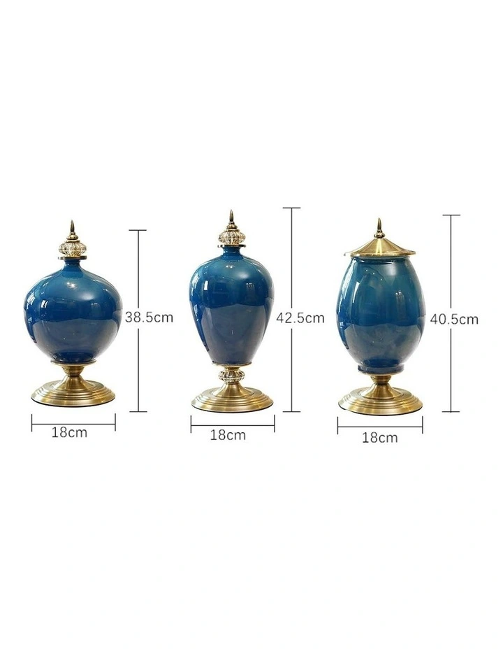 Ceramic Oval Vase With Flower Set 3 Pack in Multi
