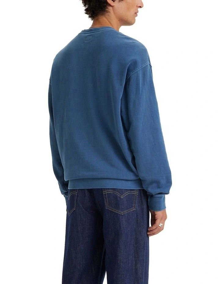 Relaxed Fit Graphic Crewneck Sweatshirt in Vintage Indigo
