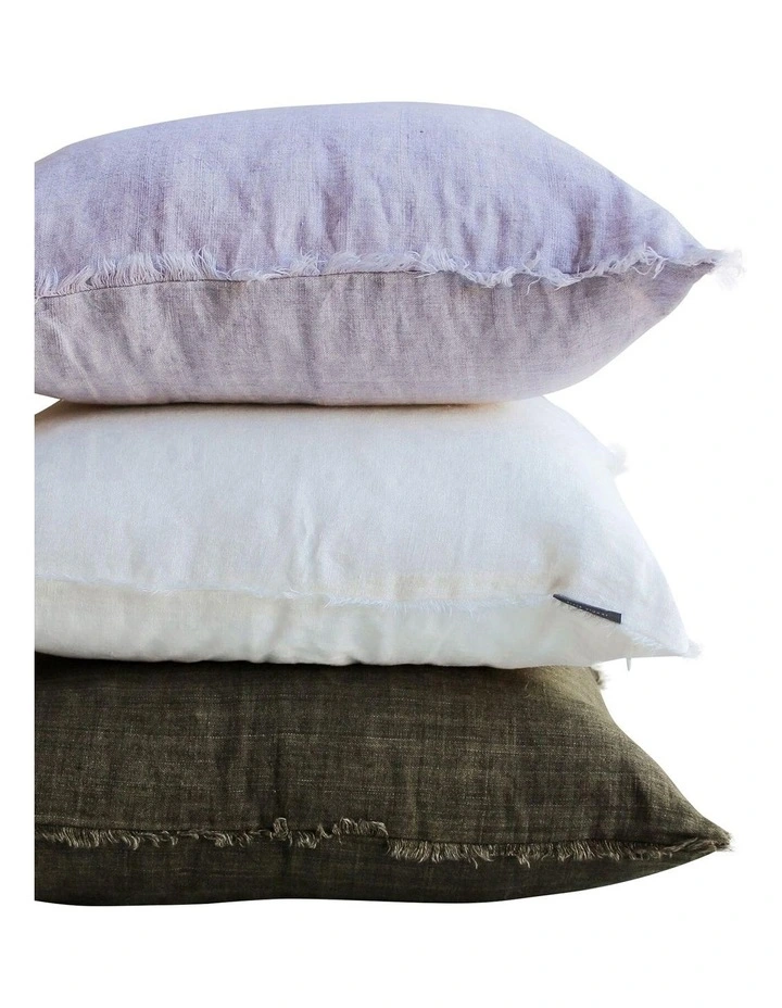 Vintage Linen Fringe Cushion in Lavender