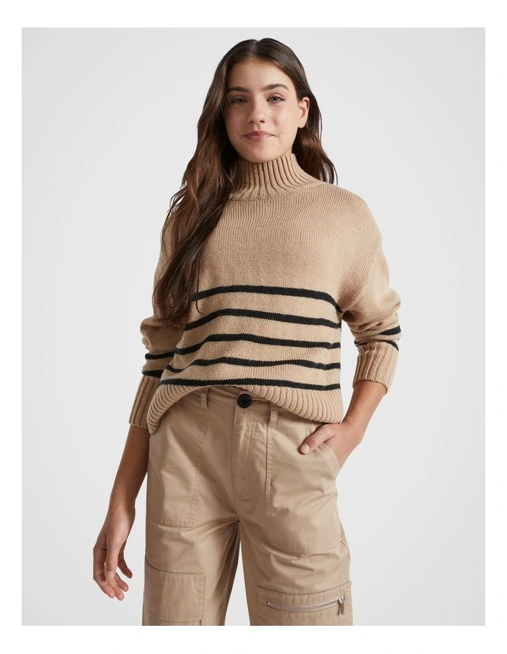 Stripe Knit Jumper in Ecru
