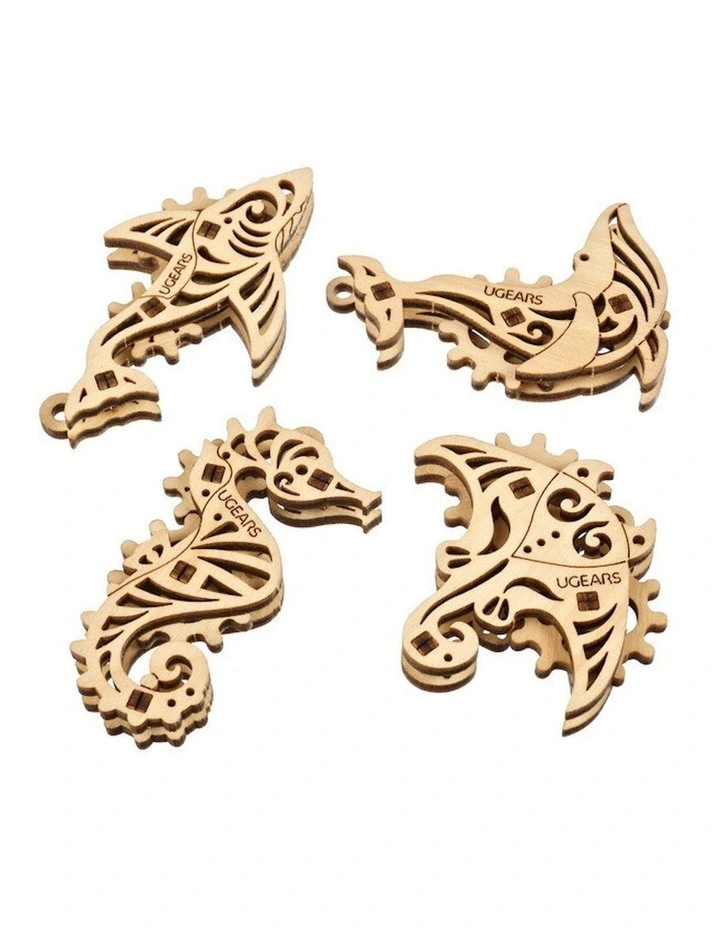 U-Fidgets Pacific Ocean Mechanical DIY Kit Wooden 3D Puzzle 33 Piece