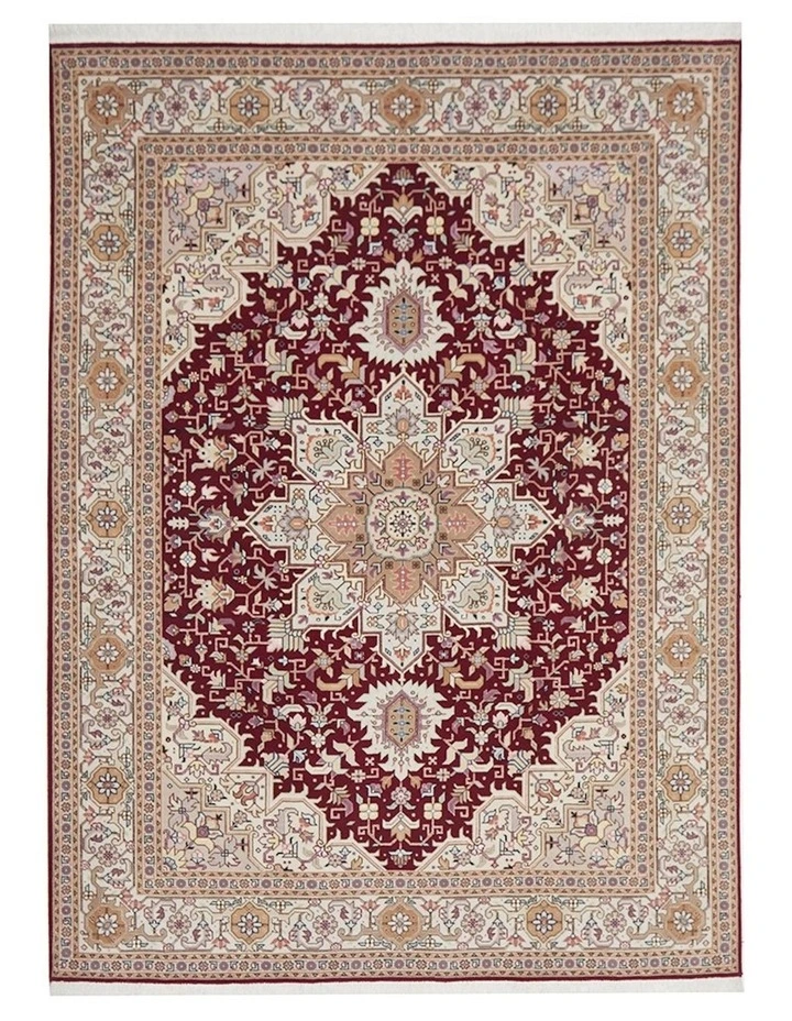 Persian Hand Knot Fine Raj Tabriz Red Rug 201X147cm
