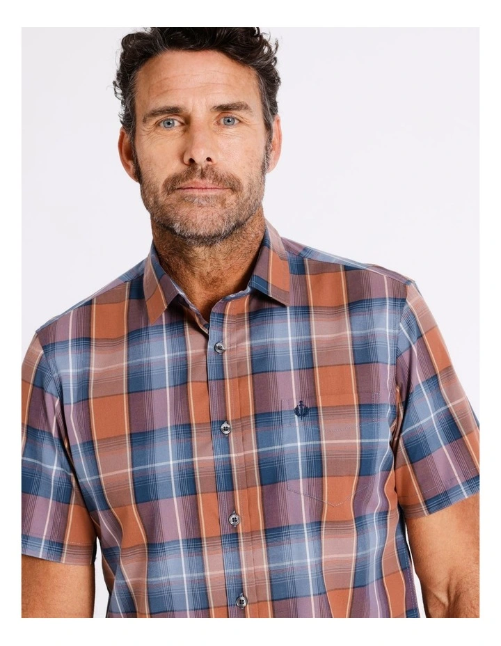 Glenelg Short Sleeve Check Shirt in Orange