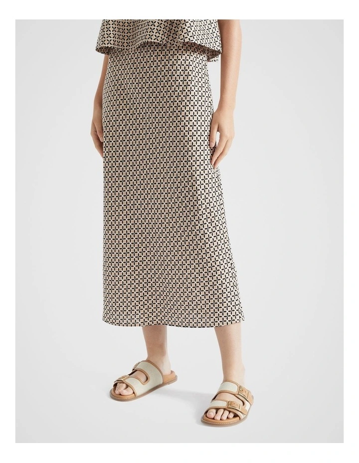 Linen Skirt in Champagne Geo