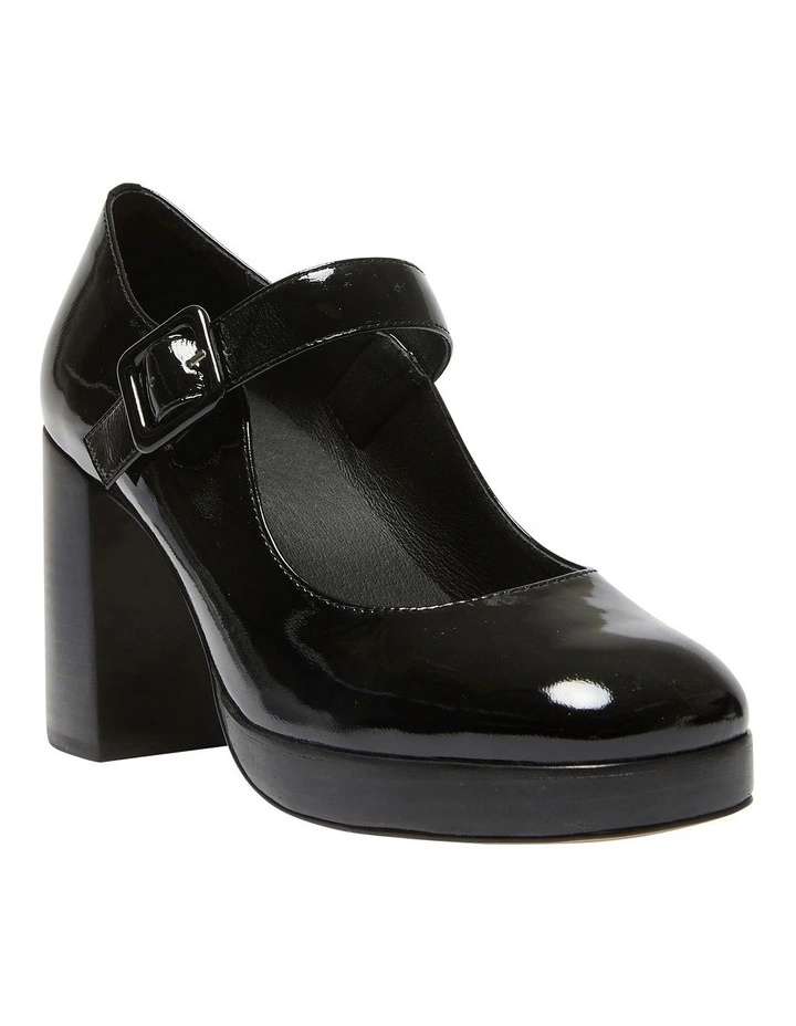 Hilton Heeled Shoes in Black Patent