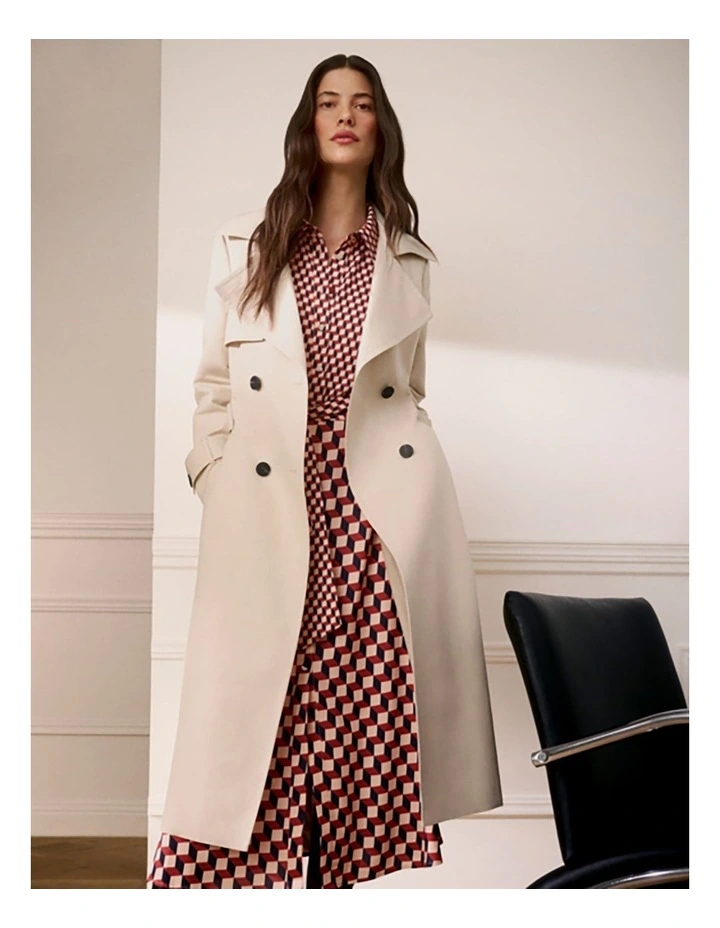 Structured Trench Coat in Stone
