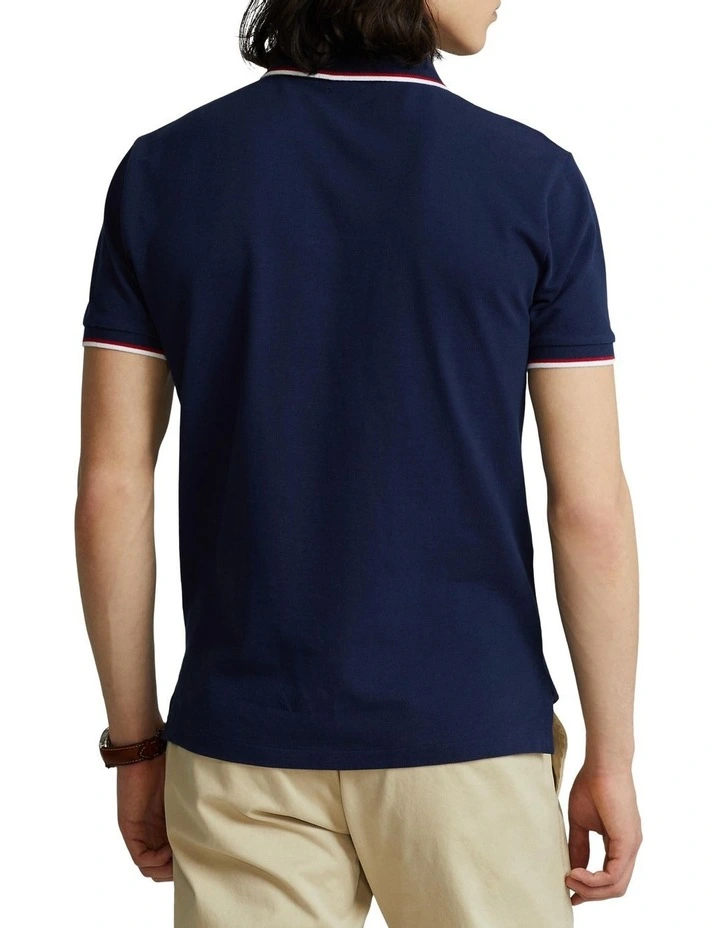 Custom Slim Fit Mesh Polo Shirt Blue