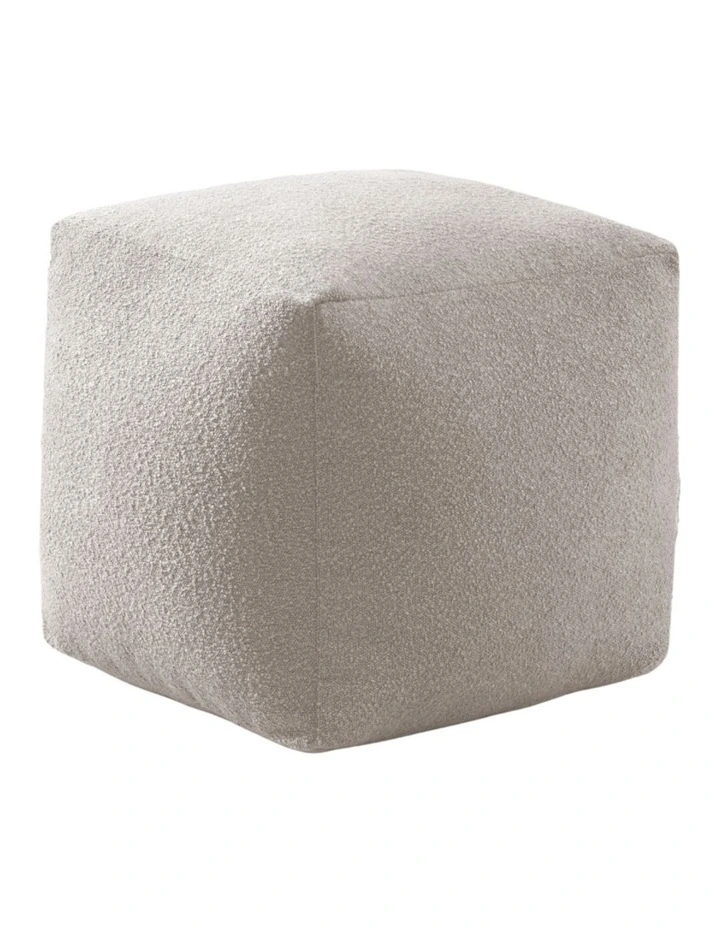 Blake Boucle Pouffe Cover 50x50x50cm in Parchment