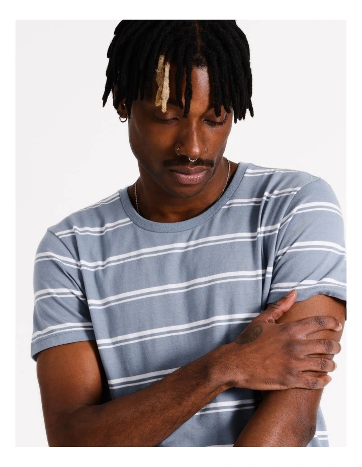 Sebastian Stripe Short Sleeve Tee in Steel