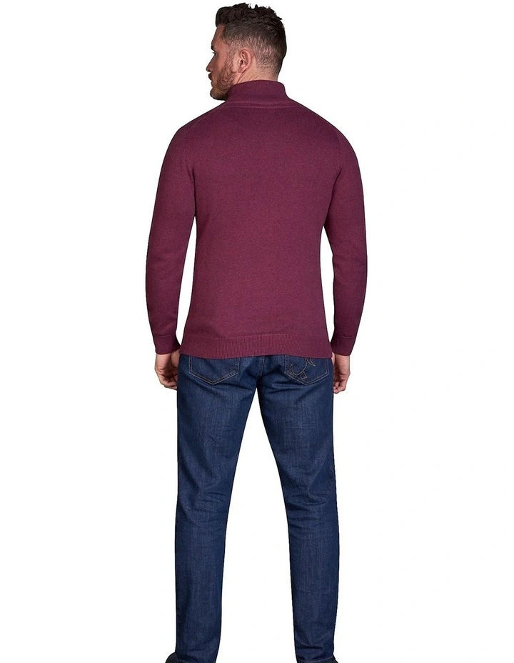 Classic Quarter Zip Knit in Claret
